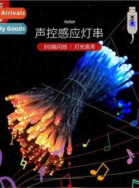 New music sound control sensor light string USB wh remote co