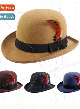 Imation tweed English bowler hat Gentleman hat Jazz hat Chic