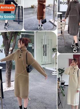 Cashmere ⑤ button sweater dress 2023 fall winter new collar