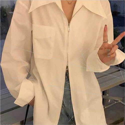 Korean simple chic design sense niche double zipper whe shir