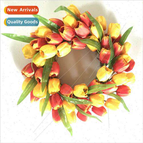 mulation silk tulip wreath home wreath door hanging window h