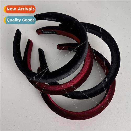 Hair bands French Hepburn retro burgundy velvet sponge headb