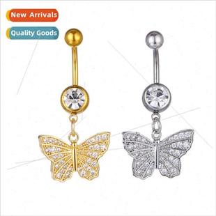 Zirconia Belly Body Butterfly Women Nail Europe Button