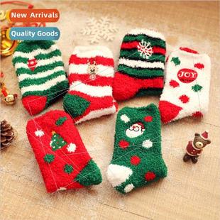 velvet socks warm New half coral Christmas thickened