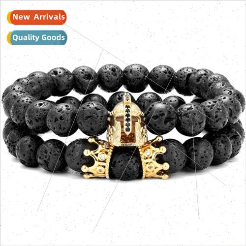 New Spartan Zircon Helmet Crown Set Bracelet Cross Volcanic