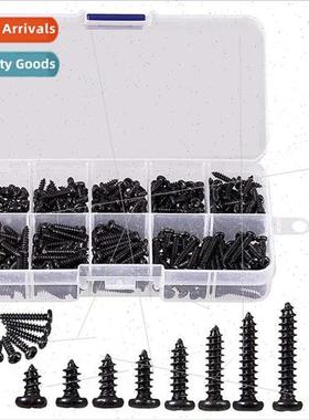 440pcs M3 Black PA Phillips Pan Head Round Head Tapping Scre