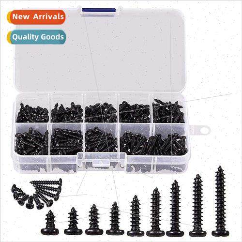 440pcs M3 Black PA Phillips Pan Head Round Head Tapping Scre