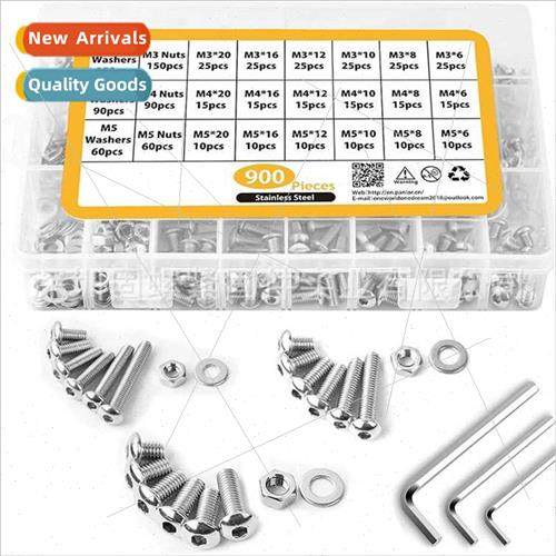900pcs304 round head hexagon socket head cap screws set asse