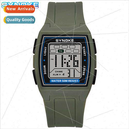 Sports electronic watch men multi-function square retro lumi