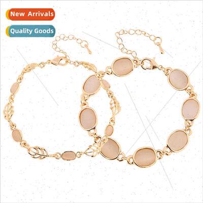 New fashion exquise cat eye stone bracelet leaves simple tem