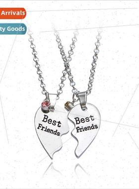Jewellery  sters Necklace BEST FRIENDS Two Petal Heart Patch