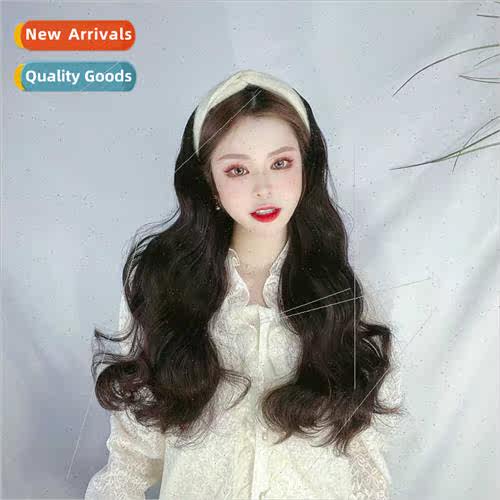 Wig female long hair big wave curly hair U-shaped half head
