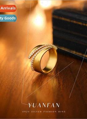 925 silver vintage zirconia ring ins female Europe niche irr