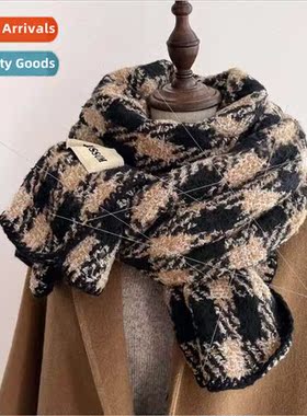 Scarf winter female ThousBird Grid Korean  plaid wrapped edg