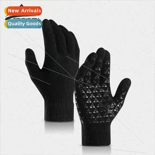 Winter touch screen gloves men women wool knted warm padded