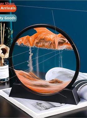7/12inch Moving Sand Art Picture Round Glass 3D Deep Sea San