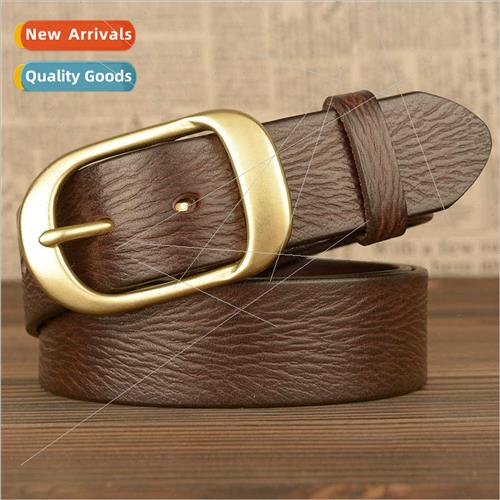 men belt copper buckle casual pleated grain belt ten years c