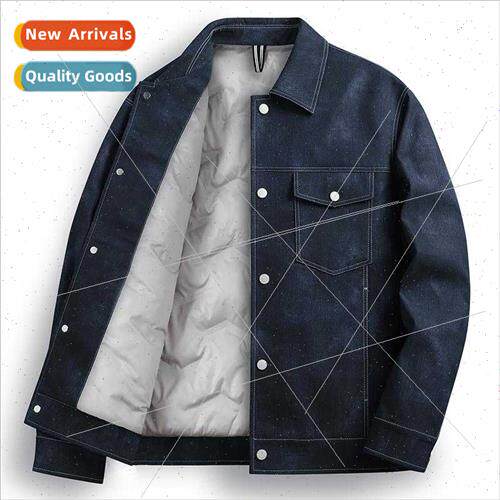 Casual workwear light luxury lapel down jacket denim down ja