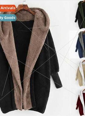 2022 Plush New Women Colorblocking Double ded Velvet Hooded