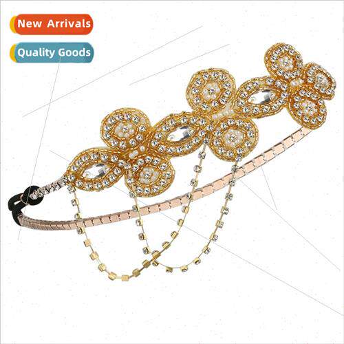 Handmade pearl hairbelastic elegant lace handmade head vinta