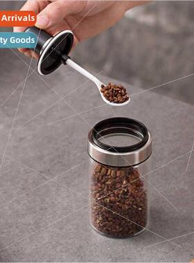 Home wh spoon glass spice jar transparent wh lid salt shaker