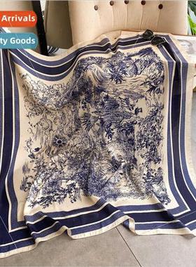 New retro ethnic   satin large square scarf sunscreen simula