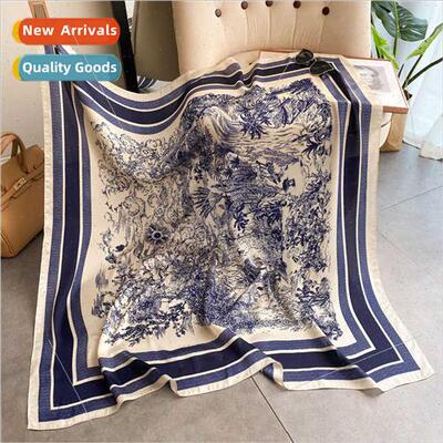 New retro ethnic   satin large square scarf sunscreen simula