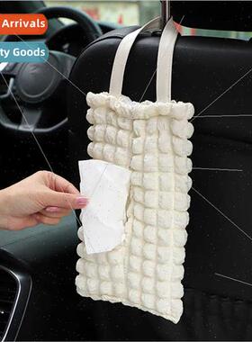 Car Tissue Box Puffy Grid Car Seat Hanging Tissue Box Car In