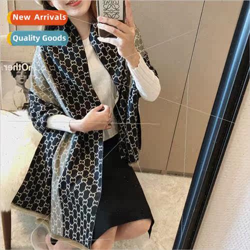 Letter splicing students imation cashmere scarf female fall