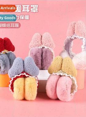Autumn winter plush warm ear muffs female cute bow students