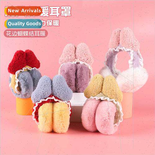 Autumn winter plush warm ear muffs female cute bow students
