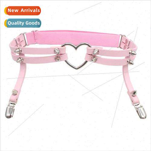 Europe punk love heart-shaped leather handmade rivets punk s