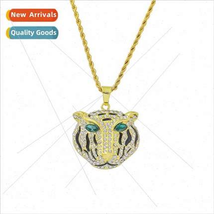 Europe hip hop alloy diamonds green eyes lion head pendant n