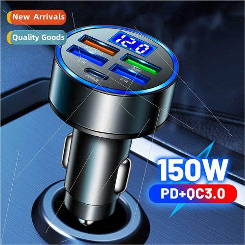 Five-in-one wh digal display car charger 5-port wh voltage c