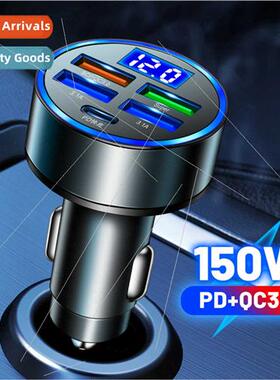 Five-in-one wh digal display car charger 5-port wh voltage c