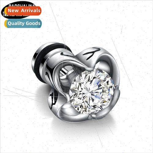 Tanium steel -allergenic crown zirconia earrings stainless s