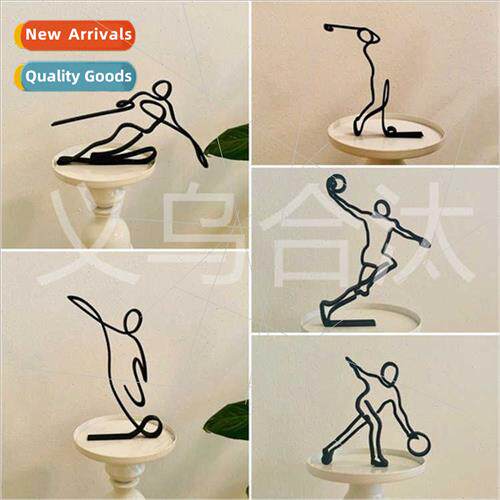 New Athlete line sculpture metal simple sports iron decorati