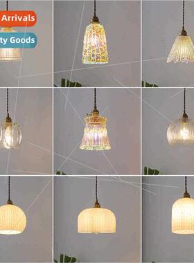 Retro small chandelier bedroom bedside lamp Japanese log cre