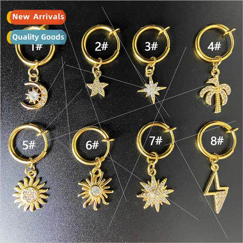 Europe sun moon stars pop ring fake belly button ring no hol
