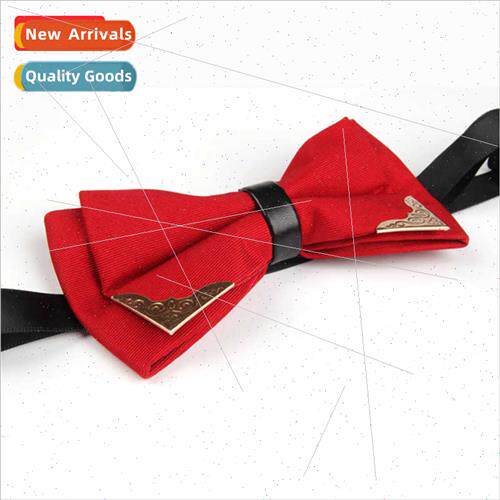 mple creative monochrome metal piece bow tie fashion casual