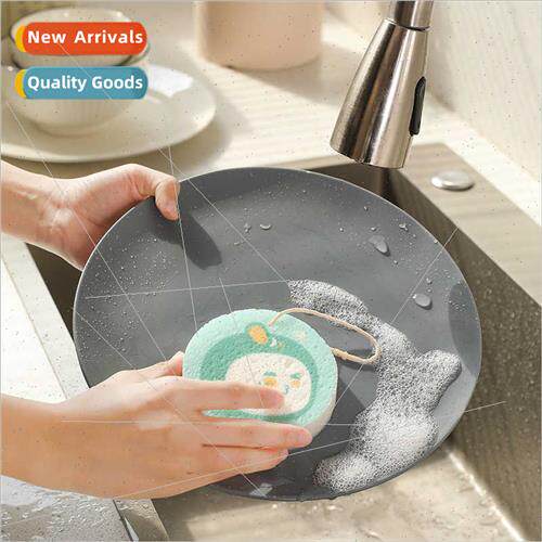 Cartoon compressed dishwashing sponge wipe natural wood pulp