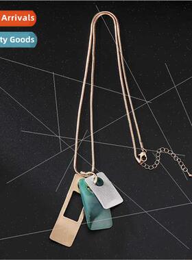New che  wh Colorful Quadrilateral Geometric Alloy Pendant W
