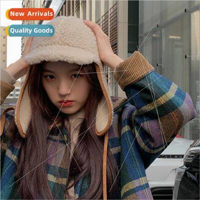 Korea East Gate lamb wool padded warm tie cute ear protectio