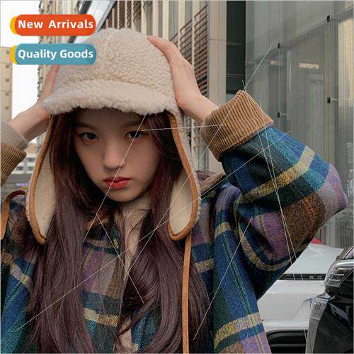 Korea East Gate lamb wool padded warm tie cute ear protectio