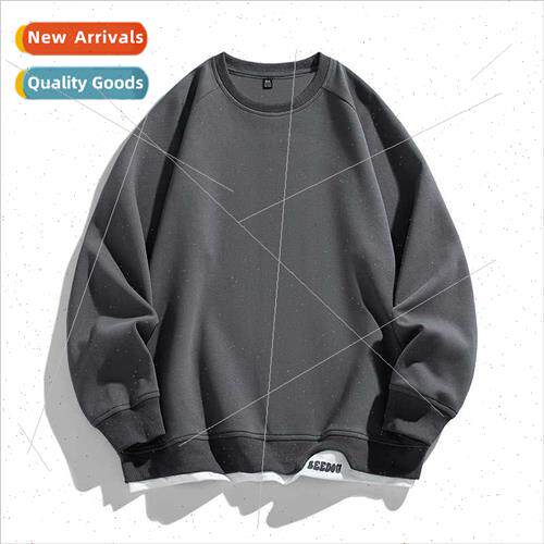 2023 autumn new sweater men solid color loose long-sleeved T
