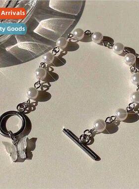 Butterfly pearl bracelet women ins hundred colorless girlfri