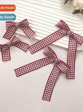 Japanese ThousBird Grid bow hair clips female simple versati