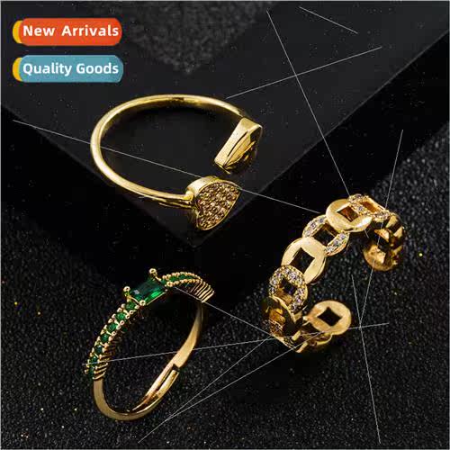 Europe fashion new copper gold-plated micro-set zirconia geo