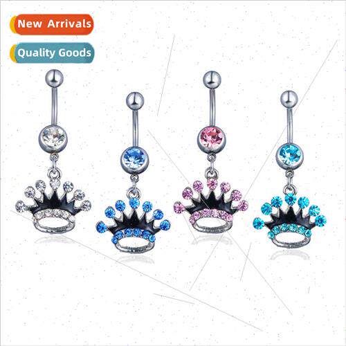 Europe Diamond Piercing Jewelry Crown Bellybutton Ring Belly