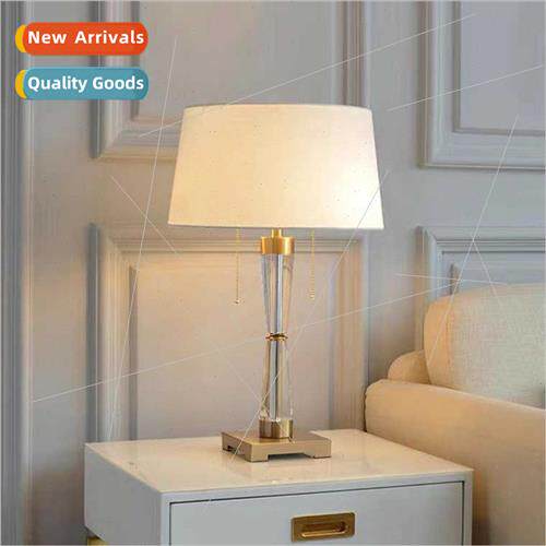 ght luxury American simple table lamp bedroom bedside crysta